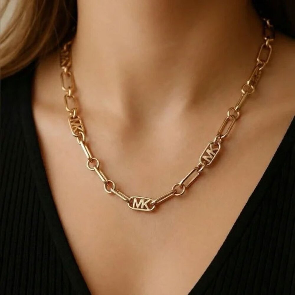 Michael Kors Precious Metal-Plated Brass Chain Link Necklace - Picture 3 of 3